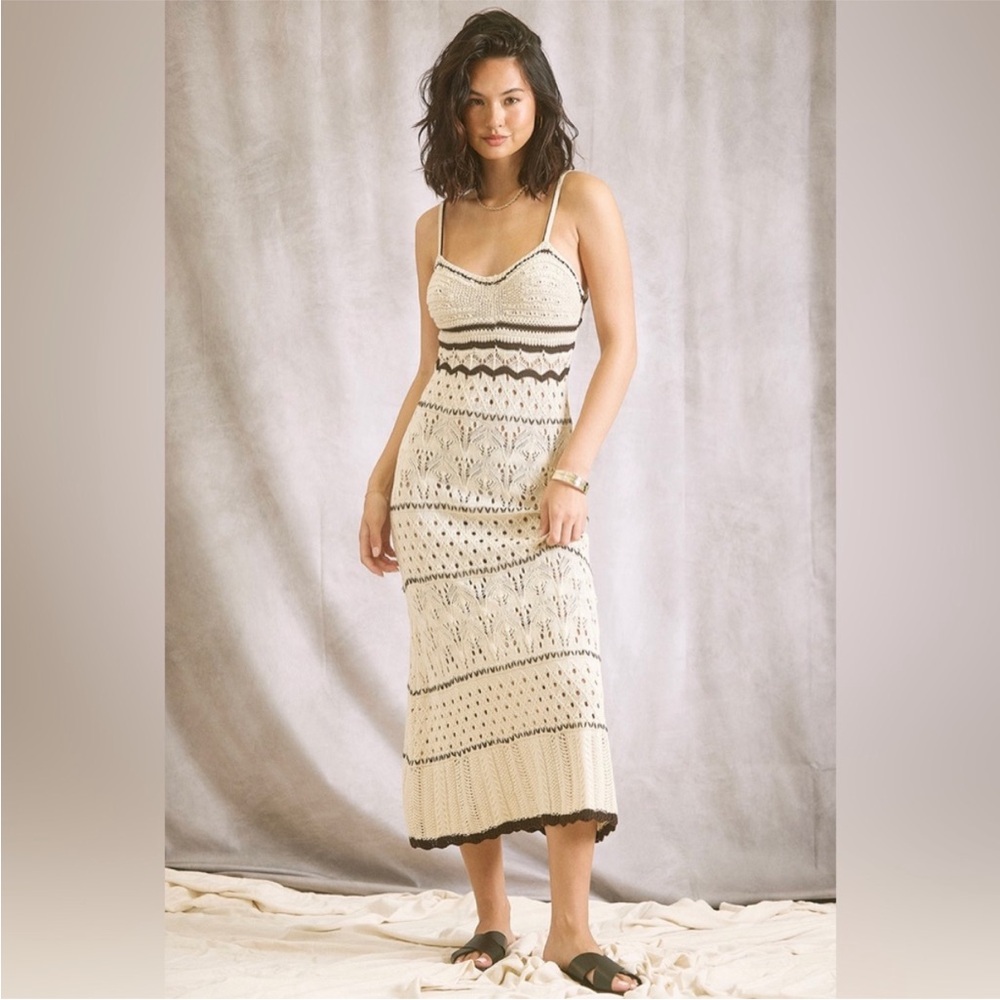 RIHOAS Cream Knit Top with Black Stripe Detail - Picture 1 of 10
